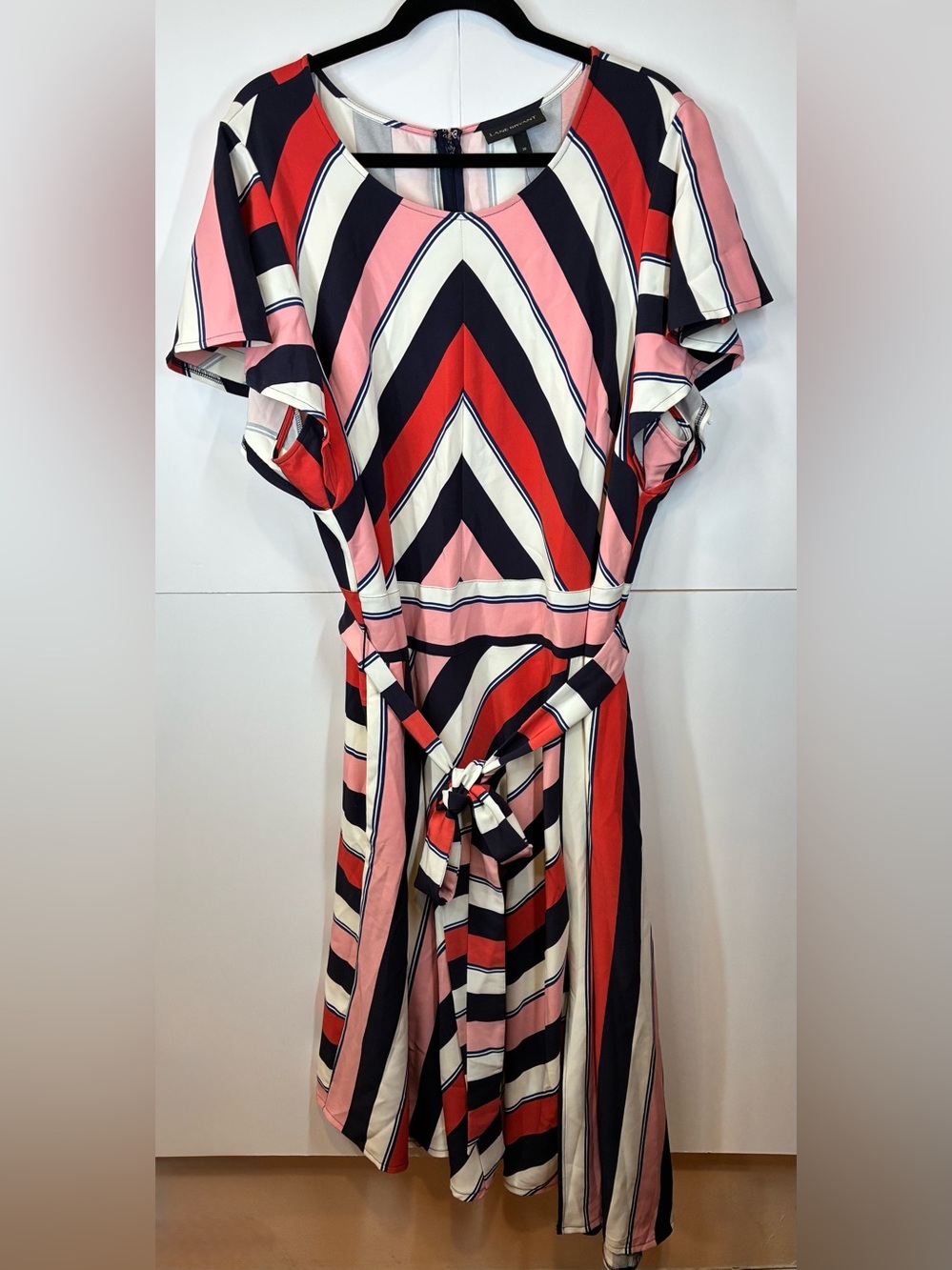 NWT Lane Bryant Geometric Chevron Fit & Flare Asymmetrical Hem Dress Size 26